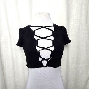 House Of CB London Lace Up Crop Top Xs